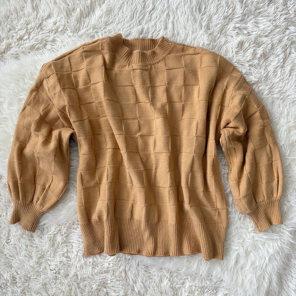 Emory Park Checkered Basketweave Oversized Sweater, size S